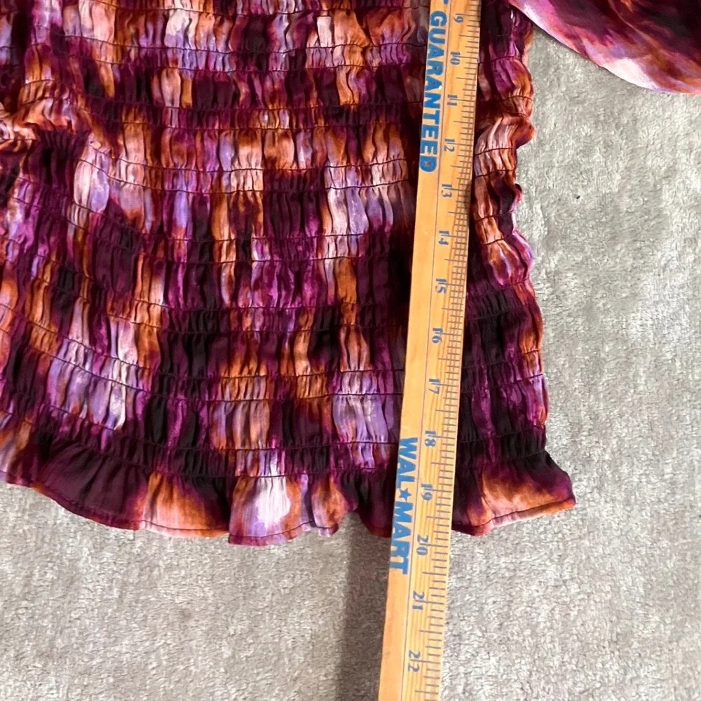 Smocked‎ Puff Sleeve Top Tie Dye Whimsigoth Boho Fairy Grunge Festival Sz M